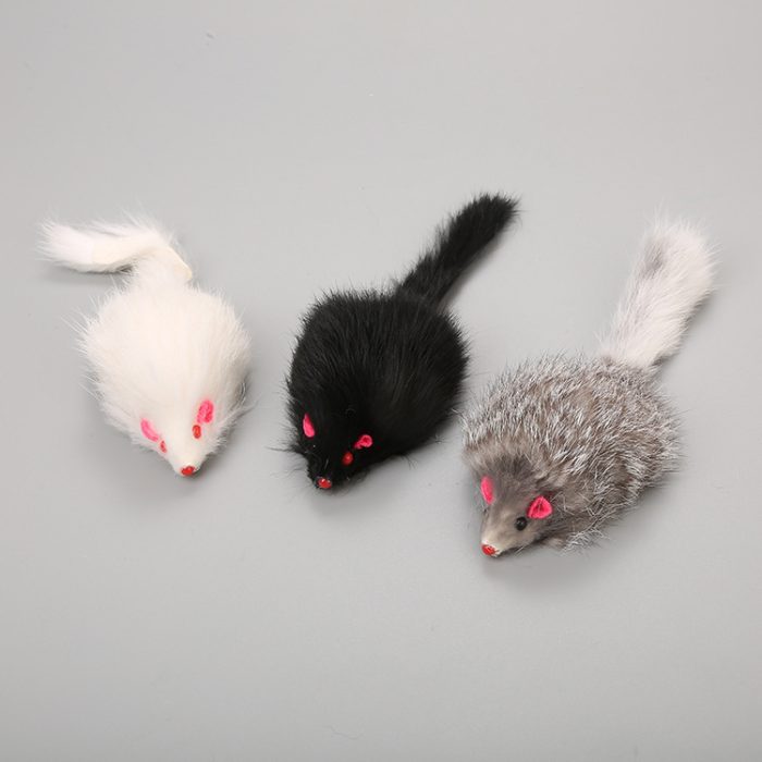 Cat Toy Large Rabbit Fur Mouse Pet Toy Plush Mouse Cat Teaser Toy - Image 5