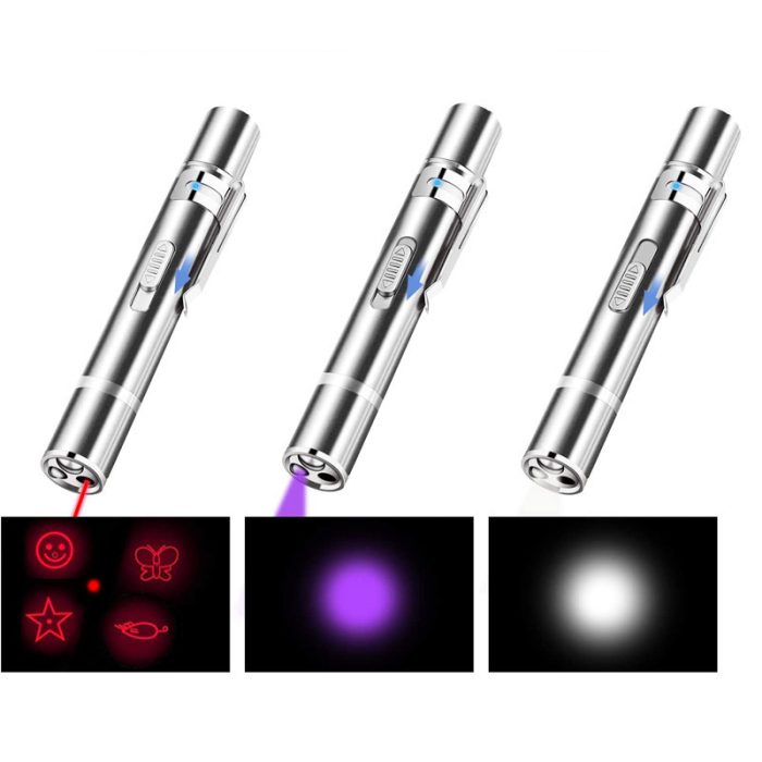 Laser Pointer Cat Toy, Red Dot LED Light Pointer Interactive Toys Indoor Cats Dogs, Long Range 5 Modes Lazer Projection Playpen For Kitten Outdoor Pet Chaser Tease Stick Training Exercise,USB Recharge - Image 3