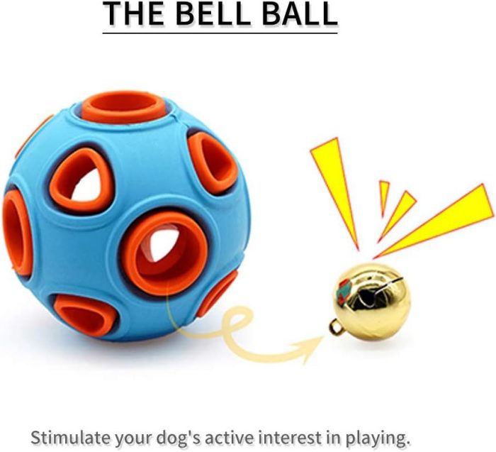 Dog Ball Toy Dog Interactive Toy With Ring Bell Squeak Toys Dog Rubber Bouncy Ball Pet Exercise Game Puzzle Ball To Increase IQ Search Catch Bite Resistant Chewing Toy - Image 4