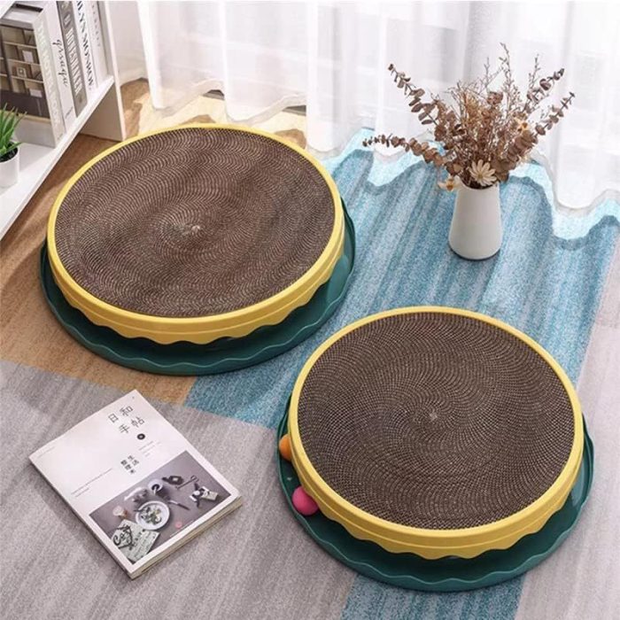Round Cat Scratcher Toy Cat Scratcher Pad With Ball Interactive Training Exercise Mouse Play Toy With Ball Scratching Board Cat Scratcher Interactive Cat Toys For Indoor Cats Exercise Play - Image 5