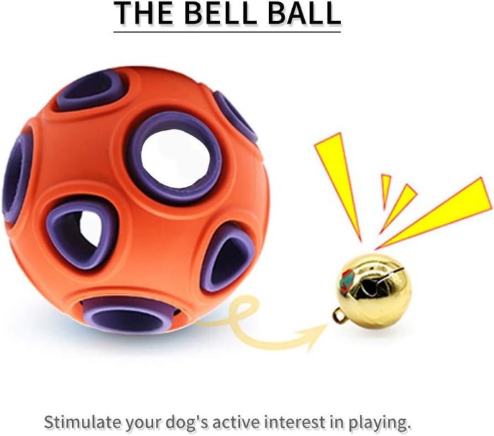 Dog Ball Toy Dog Interactive Toy With Ring Bell Squeak Toys Dog Rubber Bouncy Ball Pet Exercise Game Puzzle Ball To Increase IQ Search Catch Bite Resistant Chewing Toy - Image 3