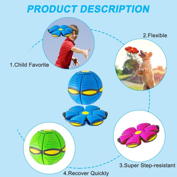 Pet Toy Flying Saucer Ball For Dogs 6 Lights Flying Saucer Ball  Outdoor Yard Dog Toys Magic Stomp Magic Ball Children Toy  Magic UFO Ball For Dogs Game - Image 6
