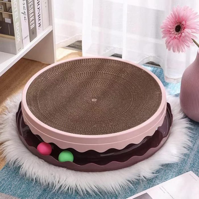 Round Cat Scratcher Toy Cat Scratcher Pad With Ball Interactive Training Exercise Mouse Play Toy With Ball Scratching Board Cat Scratcher Interactive Cat Toys For Indoor Cats Exercise Play - Image 2