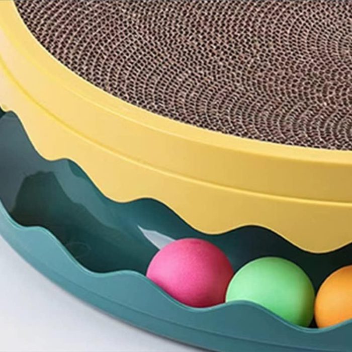 Round Cat Scratcher Toy Cat Scratcher Pad With Ball Interactive Training Exercise Mouse Play Toy With Ball Scratching Board Cat Scratcher Interactive Cat Toys For Indoor Cats Exercise Play - Image 6