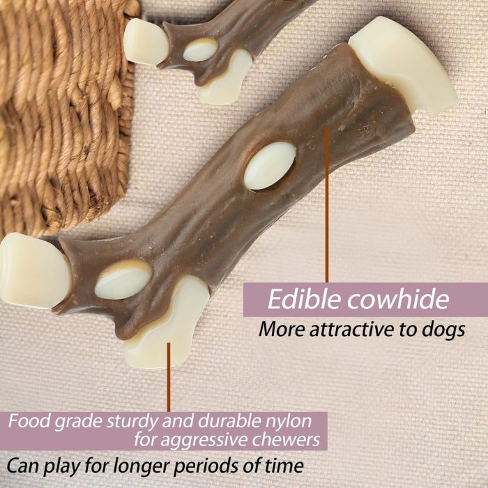 Dog Bones Chew Toys For Aggressive Chewers Real Beef Flavor Indestructible Dog Teething Chew Toys For Large Medium Small Puppies Breed Tough Pet Toy - Image 2