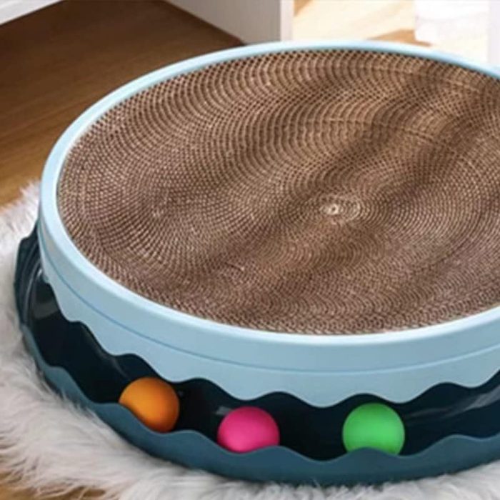 Round Cat Scratcher Toy Cat Scratcher Pad With Ball Interactive Training Exercise Mouse Play Toy With Ball Scratching Board Cat Scratcher Interactive Cat Toys For Indoor Cats Exercise Play - Image 7