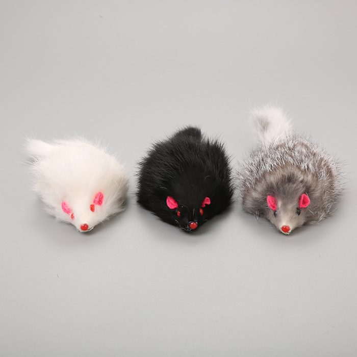 Cat Toy Large Rabbit Fur Mouse Pet Toy Plush Mouse Cat Teaser Toy - Image 6